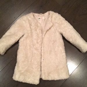 H & M faux fur pea coat 3-4 YR